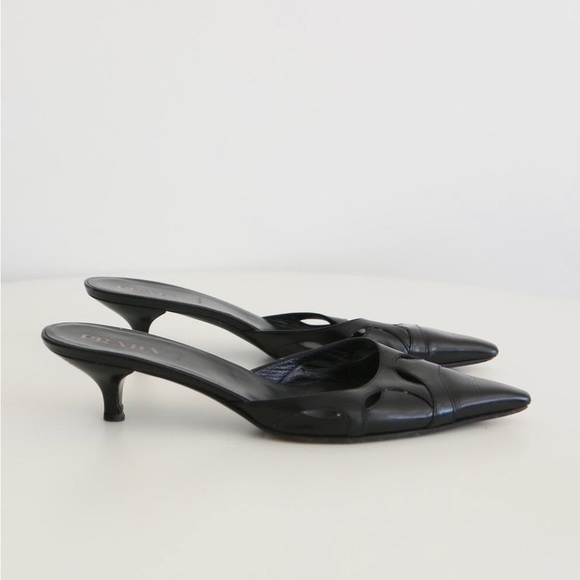 Vintage Prada Cutout Kitten Heel Mules - 38.5 - Picture 3 of 4